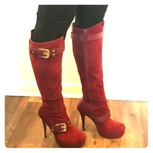 Shoe Dazzle Red Knee High Boots